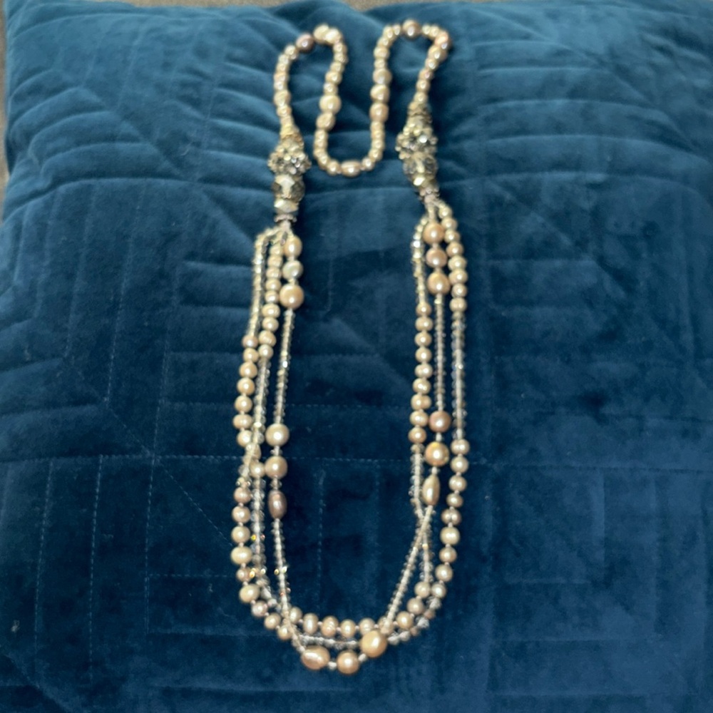Multi color pearl and crystal necklace